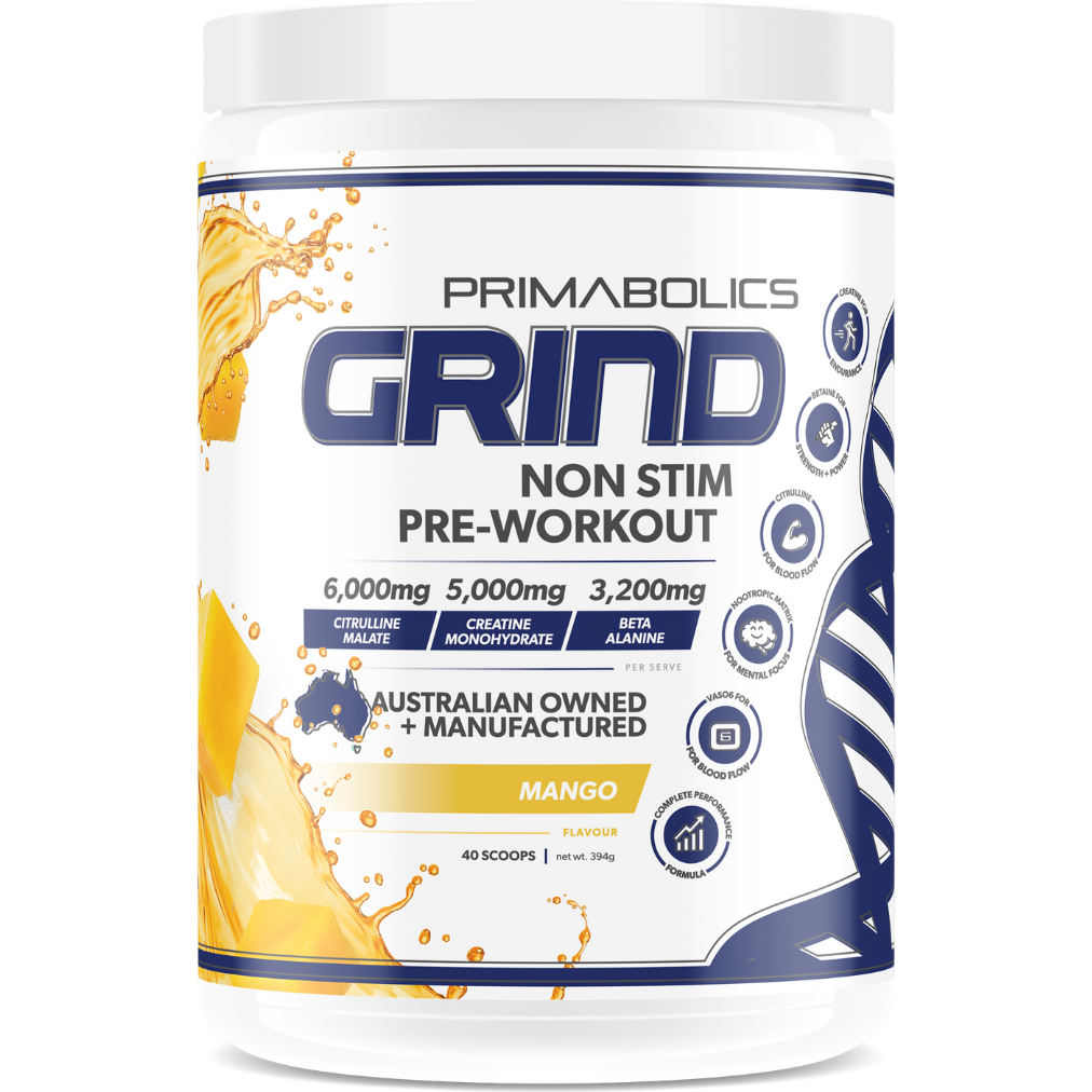 Grind non stimulant pre workout formula 30 serves by Primabolics