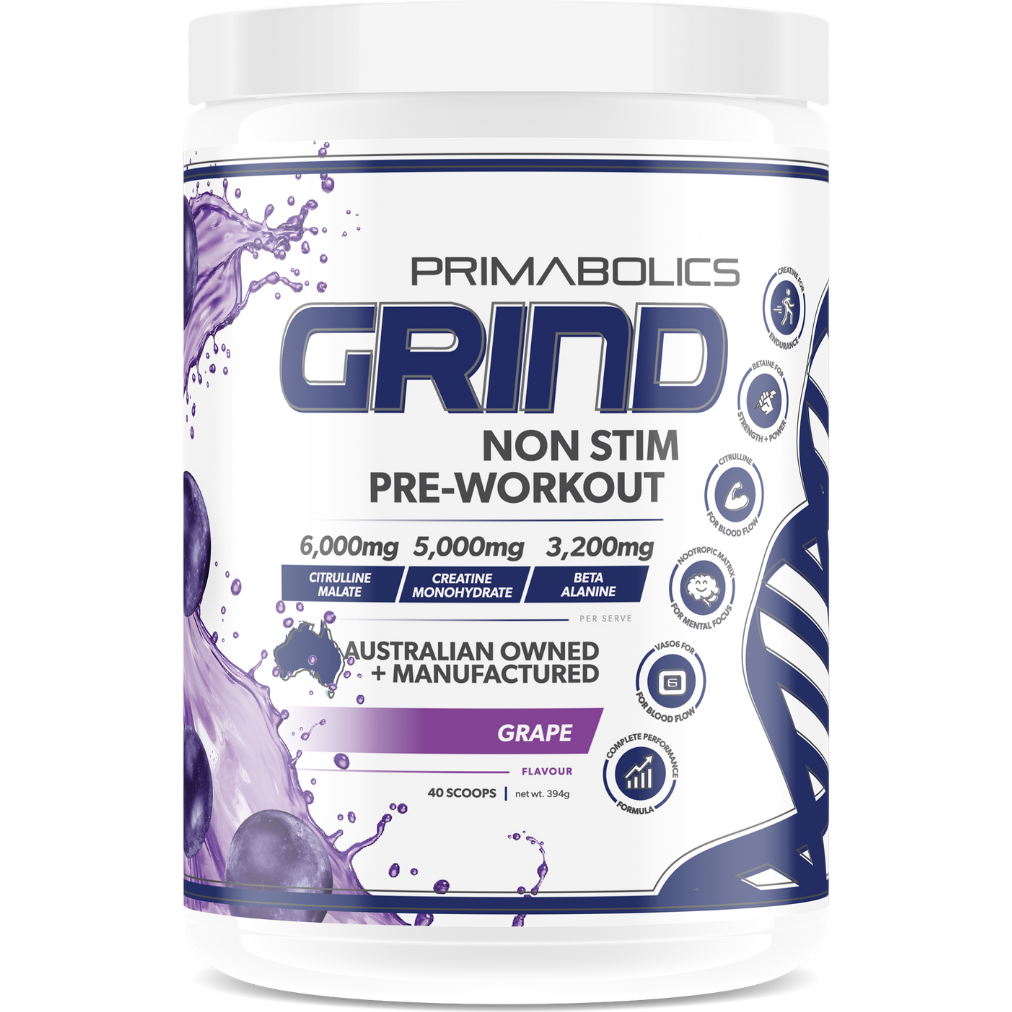 Grind non stimulant pre workout formula 30 serves by Primabolics